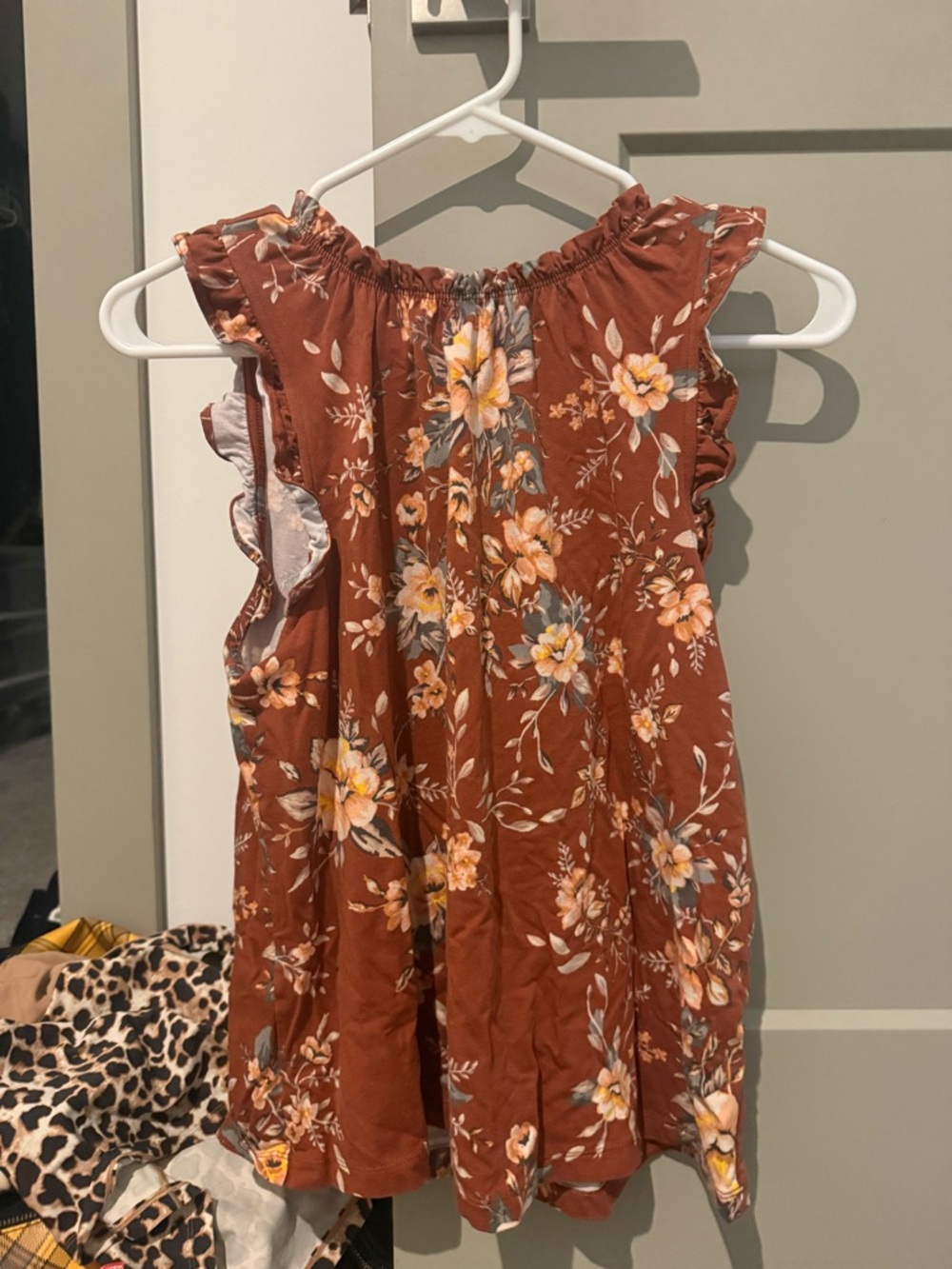 Rust Floral Ruffle Summer top